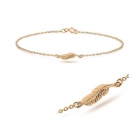 Rose Gold Plated Feather Shaped Silver Bracelet BRS-64-RO-GP